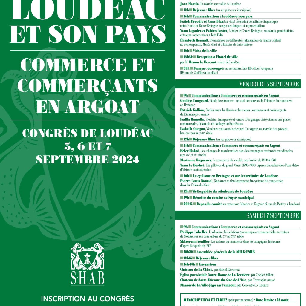 Congrès 2024 de la SHAB à Loudéac. Affiche.