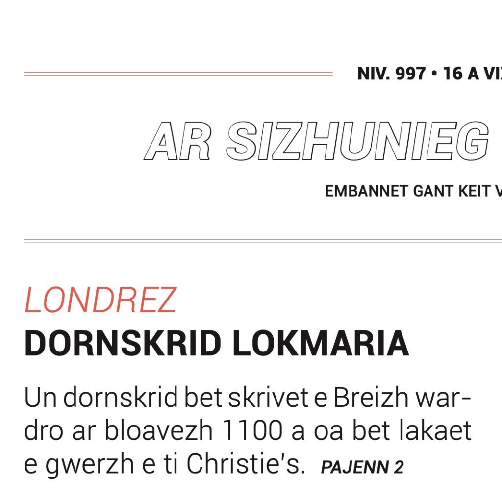 Le manuscrit de Locmaria à la une de l'hebdo Ya!